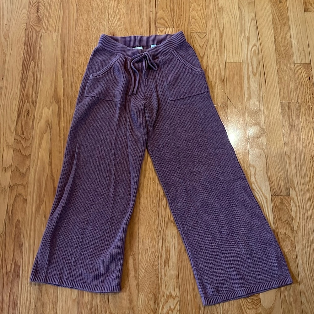 aerie mauve wide leg cropped sweater pant